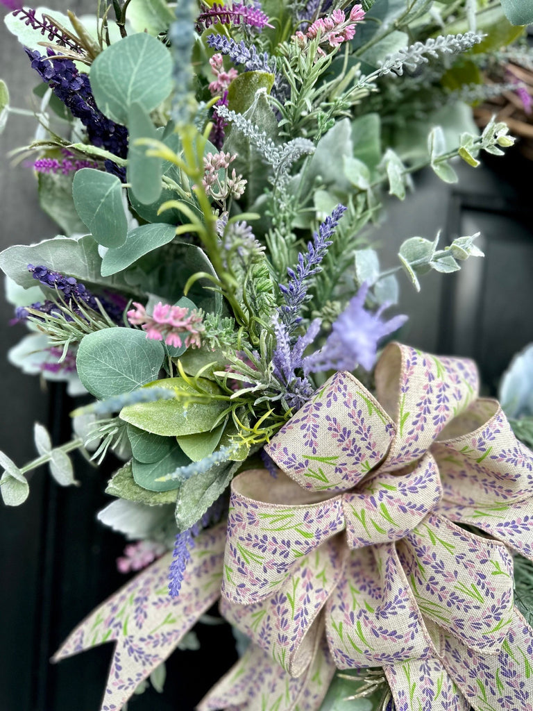 Greenery Wreath for Front Door Year Round Eucalyptus Wreath With Letter all  Season Lambs Ear Wreath With Monogram Gift 