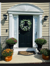 White Pumpkins ans Navy Velvet Wreath for Fall