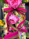 Vibrant Pink Peony Wreath w/ Designer Bow for Spring, Year Round Decor