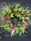 Bold Pops of Pink Florals Wreath for Spring and Summer