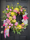 Easter Bunny Oval Wreath w Snowball Hydrangeas for Spring