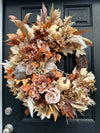 Boho Fall Wreath w Pumpkins