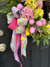 Easter Bunny Oval Wreath w Snowball Hydrangeas for Spring