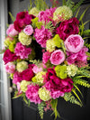 Pink & Lime Peony and Hydrangea Spring Wreath, Year Round Blooms