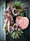 Pretty in Pink Fall Pumpkin Wreath