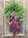 Red Plaid Wreath Sash for Christmas