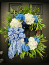 Chinoiserie Bow & Hydrangea Wreath for Spring