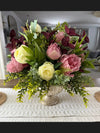 Elegant Peony Centerpiece with Garden Roses, Floral Arrangement