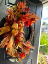 Traditional Pumpkin Crescent Wreath for Fall