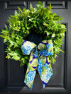 Greenery Spring Wreath w Hydrangea Sash