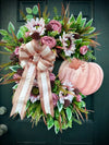 Pretty in Pink Fall Pumpkin Wreath