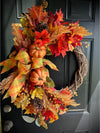 Traditional Pumpkin Crescent Wreath for Fall