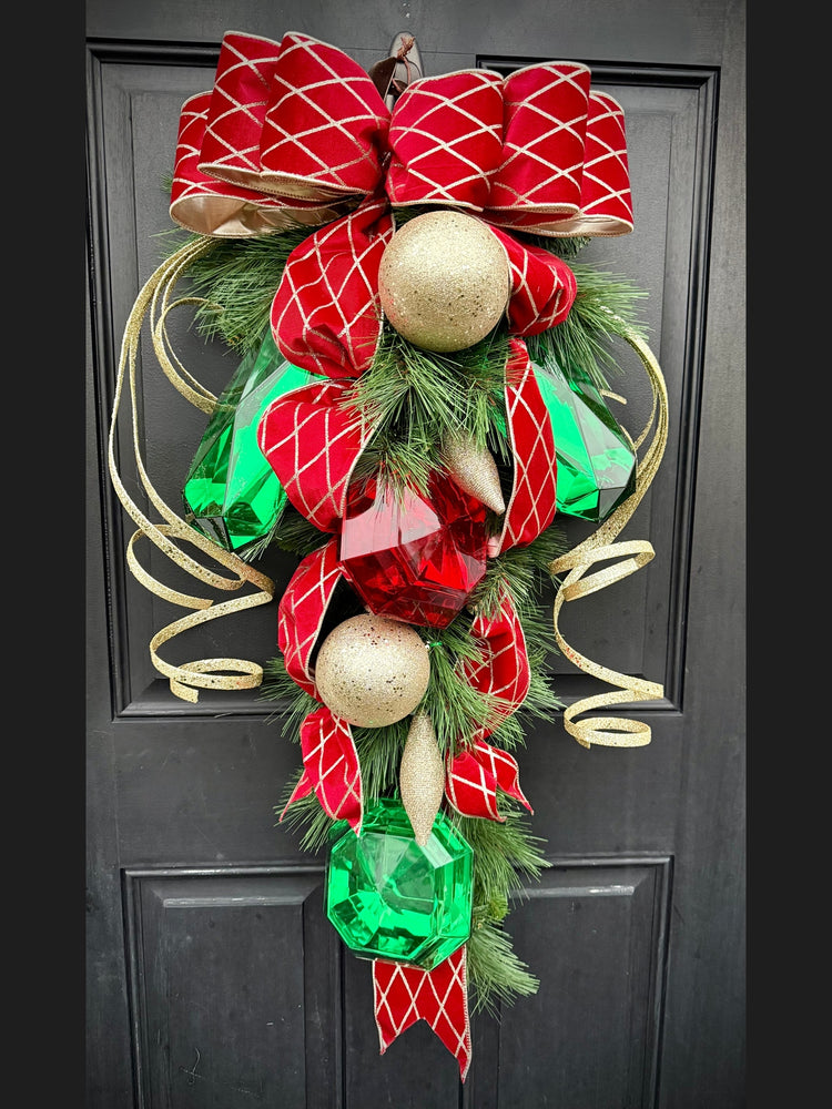 Christmas Swag for Front Door, Christmas Swag with Mesh, outlet Christmas Swag, Emerald Swag, Merry Christmas Decor,