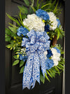 Chinoiserie Bow & Hydrangea Wreath for Spring