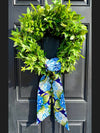 Greenery Spring Wreath w Hydrangea Sash