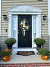 White Pumpkins w Poppies Wreath for Fall