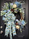 Blue Velvet Pumpkins Wreath for Fall