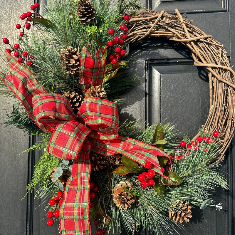 Christmas Wreath, Christmas Wreath hotsell for Front Door, Buffalo Plaid Wreath, Christmas Farmhouse, Red Berry Wreath, Winter Wreath,Holiday Wreath