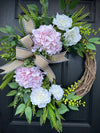 Cotton Candy Hydrangea Wreath for Spring Summer