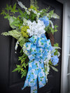 White Hydrangea Wreath w Peonies for Year Round, Spring Decor