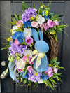 Easter Wreath w Flocked Bunnyfor Spring