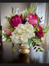 Elegant Peony and Hydrangea Centerpiece for Valentines Day, Floral Arrangement