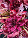 Vibrant Fuschia & Red Apple Wreath for Fall