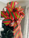 Red and Green Striped Tree Topper