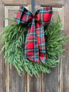 Red Plaid Wreath Sash for Christmas