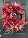 Vibrant Fuschia & Red Apple Wreath for Fall