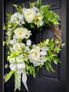 Lime Cream Peony and Rose Spring Wreath,